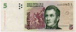 P-353d - CÉDULA DA ARGENTINA ( AMÉRICA DO SUL ) 5 PESOS ANO DE 2013  MBC