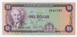 P-59b  ANTIGA CÉDULA DA JAMAICA ( AMÉRICA DO NORTE ) 1 DÓLAR ANO DE 1976 SOB