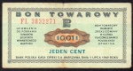 P-FX21a.2  POLÔNIA  JEDEN CEN ( 1 CENT ) ANO DE 1969 / CERTIFICADO DE INTERCÂMBIO ESTRANGEIRO - FOREIGN EXCHANCE CERTIFICATES  ( MBC )