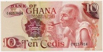 P-16f ANTIGA CÉDULA DE GHANA 10 CEDIS ANO DE 1978 SOB
