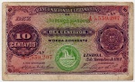 P-59  ANTIGA CÉDULA DE MOÇAMBIQUE ( ÁFRICA ) 10 CENTAVOS ANO DE 1914 MBC