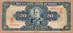 R#119c  ANTIGA CÉDULA DO BRASIL ( REPÚBLICA ) 20 MIL RÉIS ANO DE 1936 CIRCULADA ANVERSO TEMOS MANUEL DEODORO DA FONSECA ( 1o. PRESIDENTE DA REPÚBLICA 1889-1891 ) E REVERSO TEMOS MULHER SENTADA REPRESENTANDO MINERVA