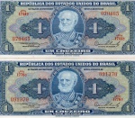 C#010 - LOTE CONTENDO 2 CÉDULAS ANTIGAS DO BRASIL ( REPÚBLICA - 1a. ESTAMPA ) 1 CRUZEIRO DO ANO DE 1954 ( MBC )