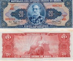 C#022 - ANTIGA CÉDULA DO BRASIL ( REPÚBLICA ) 20 CRUZEIROS ANO DE 1961 MBC/SOB  ANVERSO: MANOEL DEODORO DA FONSECA ( 1o. PRESIDENTE DA REPÚBLICA 1889 - 1891 )  REVERSO:  PROCLAMAÇÃO DA REPÚBLICA
