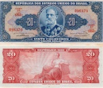 C#023 - ANTIGA CÉDULA DO BRASIL ( REPÚBLICA ) 20 CRUZEIROS ANO DE 1963 MBC/SOB  ANVERSO: MANOEL DEODORO DA FONSECA ( 1o. PRESIDENTE DA REPÚBLICA 1889 - 1891 ) ANVERSO:  PROCLAMAÇÃO DA REPÚBLICA