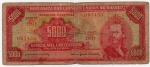 C#108 ANTIGA CÉDULA DO BRASIL ( REPÚBLICA ) 5.000 MIL CRUZEIROS ANO DE 1964 CÉDULA CIRCULADA DE 2a. ESTAMPA  / ANVERSO: TIRADENTES E REVERSO: TIRADENTES ANTE O CARRASCO