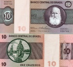 C#137  ANTIGA CÉDULA DO BRASIL ( REPÚBLICA ) 10 CRUZEIROS ANO DE 1970 MBC/SOB  ANVERSO: DOM PEDRO II  E  REVERSO: PROFETA DANIEL ( ESCULTURA ALEIJADINHO )