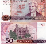 C#183  ANTIGA CÉDULA DO BRASIL ( REPÚBLICA ) 50 CRUZADOS ANO DE 1987 SOB/FE  ANVERSO: Dr. OSWALDO CRUZ  E  REVERSO:  INSTITUTO OSWALDO CRUZ ( R J )