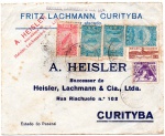 FILATELIA - ANTIGO ENVELOPE POSTAL " FRITZ LACHMANN, CURITYBA  - A. HEISLER