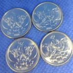 V#405  LOTE CONTENDO 4 MOEDAS ANTIGAS E ESCASSAS DO BRASIL ( REPÚBLICA ) 1 CENTAVO DE 1990 ( FC ) AÇO INOXIDÁVEL