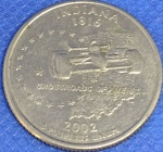 KM#334  MOEDA COMEMORATIVA DOS ESTADOS UNIDOS ( U.S.A - INDIANA ) 1/4 DÓLAR ANO DE 2002-P  ( MBC )