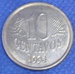 V#446a ( EV # REVERSO INVERTIDO ) MOEDA DO BRASIL ( REPÚBLICA ) 10 CENTAVOS ANO DE 1994 MBC