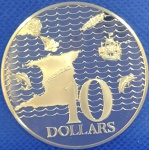 KM#24a  MOEDA DE PRATA DE TRINIDAD E TOBAGO ( RAINHA ISABEL II )  10 DÓLARES ANO DE 1974 ( FC )  PRATA 925  /  35,4 g   /  42,0 mm