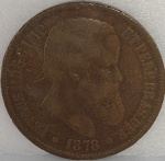 B#795a  ANTIGA MOEDA DO BRASIL ( IMPÉRIO - BRONZE ) 40 RÉIS ANO DE 1878