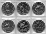 SET COMPLETO CONTENDO 6 MOEDAS COMEMORATIVAS DE BURUNDI ( TEMA - AVES ) 5 FRANCO ANO DE 2014 ( FC ) ALUMÍNIO  26,0 mm ( KM#25 ATÉ KM#30 )