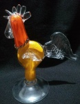 GALO EM CRISTAL MURANO COM CORES COLORIDAS PEÇA COM 21,0 cm