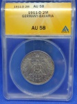 KM#997  ANTIGA MOEDA DE PRATA DO IMPÉRIO ALEMÃO " B A V I E R A " 2 MARCOS ANO DE 1911-D   PRATA 900  /  11,1 g  /  28,1 mm COMEMORATIVA "  90o. ANIVERSÁRIO DO NASCIMENTO DO PRÍNCIPE REGENTE LUITPOLD "