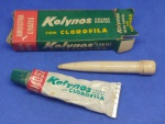 RARIDADE - ANTIGA EMBALAGEM CREME DENTAL " K O L Y N O S - CREME DENTAL - COM CLOROFILA " EMBALAGEM AMOSTRA GRATIS  DIMENSÃO DA CAIXA 15,0 x 30,0 x 76,0 mm