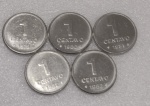 BRASIL - SÉRIE SOJINHA COMPLETA 1 CENTAVO 1979 ATÉ 1983 ( SET COMPOSTO POR 5 MOEDAS ) PEÇAS BEM CONSERVADAS ... AMBAS MOEDAS COM CUNHAGEM BAIXA