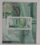 C#254 CARTELA CONTENDO CÉDULA DO BRASIL ( REPÚBLICA ) 1 REAL ANO DE 2003 ( FE ) CHANCELAS DE ANTÔNIO PALOCCI FILHO / HENRIQUE DE CAMPOS MEIRELLES ( AC )