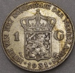 KM#161.1  ANTIGA MOEDA DE PRATA DA HOLANDA ( RAINHA WILHELMINA ) 1 FLORIM ANO DE 1931 MBC  PRATA 720  /  10,0 g  /  28,0 mm