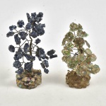 Par de arvores de pedra natural, em miniatura para mesa. 13x10 cm e 12x5 cm