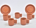 Cerâmica Vila Rica - lote composto de 5 xícaras para café e 2 pires (um com pequeno bicado) - no estado. Diam 11cm / Alt 5cm