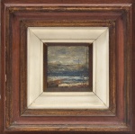 José Paulo (José Paulo Moreira da Fonseca), miniatura - "Na fronteira entre a terra e as águas" -OSM, assinado CID, intitulado no verso. (SM 9,5X9,5) (CM 29X29).