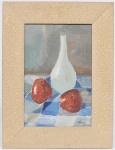 Maçãs e um solifleur, natureza morta. OST, assinado e datado CID  M. Thereza 69.    S/M 39X25cm     C/M 55X42cm