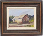 Alto Xingu, choupana. OST, assinatura não identificada CID. S/M 39X29    C/M 65X55cm