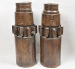 Raro par de moendas de Engenho de Açúcar em madeira maciça - Rio de Janeiro séc. XIX - Alt 82cm Diam 30cm