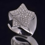 Anel estrela de ouro branco com 1.0 cts de diamantes lapidação completa.   Pt 8.5 grs.  Aro 18