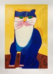 ALDEMIR MARTINS, Gato Azul - serigrafia 99/100 - 70x50 cm - (Editada pelo Instituto Aldemir Martins)