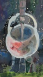 YOLANDA MOHALLY, Composição abstrata - aquarela -22x12 cm - acie