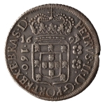 Brasil, 160 Réis, 1697/6. Prata. AI P120. Data emendada. Muito rara. MBC. Alguma corrosão, mais evidente no reverso; ainda assim muito bem cunhada e atrativa. Ex. Coleção Vila Rica. Estimado R$ 2500,00 - 3500,00