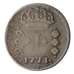 Brasil, 600 Réis, 1771R. Prata. AI P294; Var 1A. MBC. Ex. Coleção Vila Rica. Estimado R$ 2500,00 - 3000,00