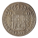 Brasil, 960 Réis, 1811B. Prata. AI P396; S&R 2A; BC 2. Excepcional estado de conservação, sobretudo por não apresentar o típico cunho rachado no anverso. Muito bem cunhada e muito atrativa. Rara nesse estado. Sob/FC. Ex. Coleção Vila Rica. Estimado R$ 1500,00 - 2000,00