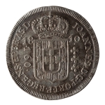 Brasil, 160 Réis, 1810R. Prata. AI P405. Sobre Jota. Rara nesse estado. MBC/Sob. Ex. Coleção Vila Rica. Estimado R$ 1500,00 - 2000,00