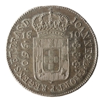 Brasil, 960 Réis, 1810R. Prata. AI P420a; Lup 6A. Reverso invertido. MBC+. Ex. Coleção Vila Rica. Estimado R$ 2000,00 - 2500,00