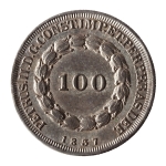Brasil, 100 Réis, 1837. Prata. AI P523. FC. Ex. Coleção Vila Rica. Estimado R$ 2000,00 - 2500,00