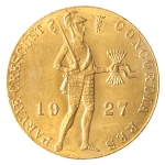 Holanda, 1 Ducat, 1927. Ouro. KM# 83.1a. 3.49g, 0.986. Wilhelmina (Trade Coinage). Muito brilho original. FC. Estimado R$ 800,00 - 900,00
