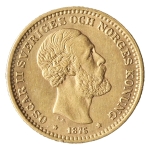 Suécia, 10 Kronor, 1876. Ouro. KM# 743. 4.46g. Sob. Estimado R$ 1400,00 - 1700,00