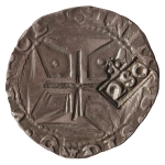Carimbo Coroado, 2S0 Réis, 1663. Prata. AI P024. Sobre 1/2 Cruzado Dom João III Lisboa. MBC+. Estimado R$ 2000,00 - 2500,00