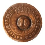Brasil, XX Réis, 1816B. Cobre. AI C409. Data entre pontos, com carimbo geral de 10. MBC+. Estimado R$ 450,00 - 550,00