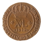 Brasil, XL Réis, 1812B. Cobre. AI C413. Coroa sem pediculos - escassa. MBC+. Estimado R$ 250,00 - 350,00