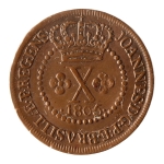Brasil, X Réis, 1805R. Cobre. AI C424. Sob+. Estimado R$ 300,00 - 400,00