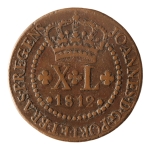 Brasil, XL Réis, 1812R. Cobre. AI C442. REGENS sem ponto - escassa. MBC. Estimado R$ 200,00 - 280,00