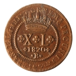 Brasil, XL Réis, 1820B. Cobre. AI C484. Recunhada - Rara. MBC+. Estimado R$ 250,00 - 300,00
