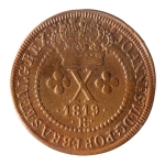 Brasil, X Réis, 1819R. Cobre. AI C501a. Coroa sem pedículos e com caracóis. MBC+. Estimado R$ 100,00 - 150,00
