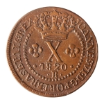 Brasil, X Réis, 1820R. Cobre. AI C502. Sob. Estimado R$ 250,00 - 300,00